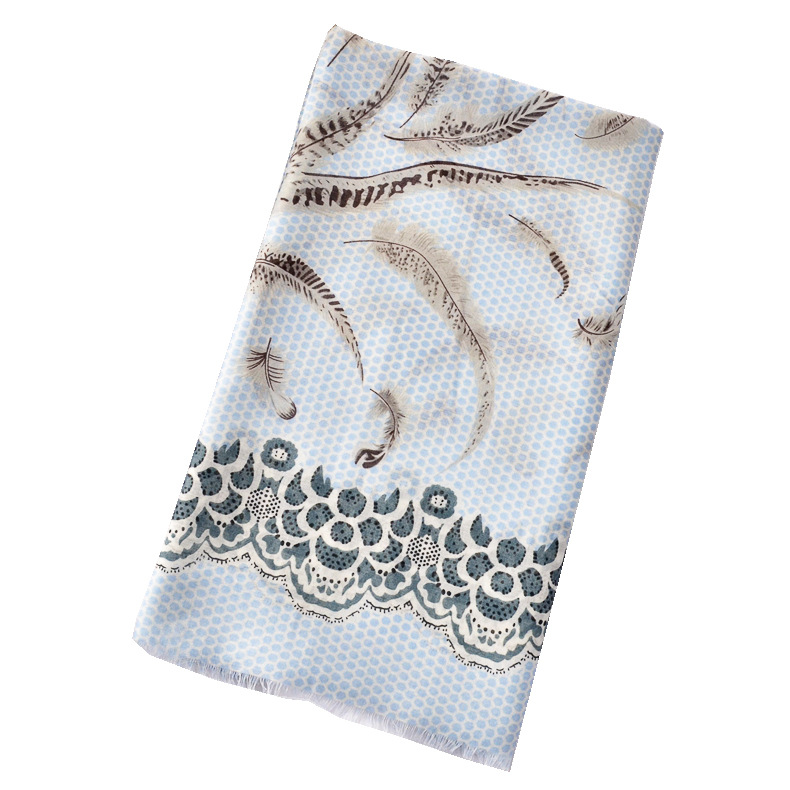 2020 moda europea pluma impresa algodón y lino bufanda primavera y verano nueva luz lujo bufanda larga bufanda aire acondicionado chal