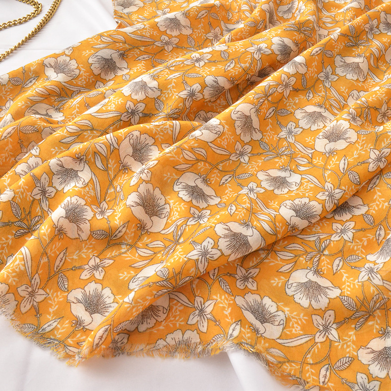 Primavera y verano viajes vacaciones playa toalla protector solar algodón y lino bufanda nuevo europeo y americano Comercio exterior brillante color impreso bufanda chal