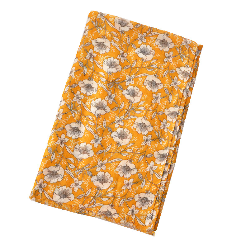 Primavera y verano viajes vacaciones playa toalla protector solar algodón y lino bufanda nuevo europeo y americano Comercio exterior brillante color impreso bufanda chal