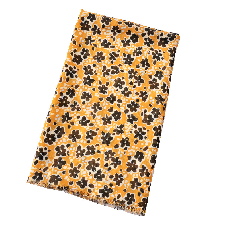 Exportación de comercio exterior bufanda de seda fina Flor de planta de algodón y lino sensación bufanda de seda viajes protector solar Toalla de playa para las mujeres