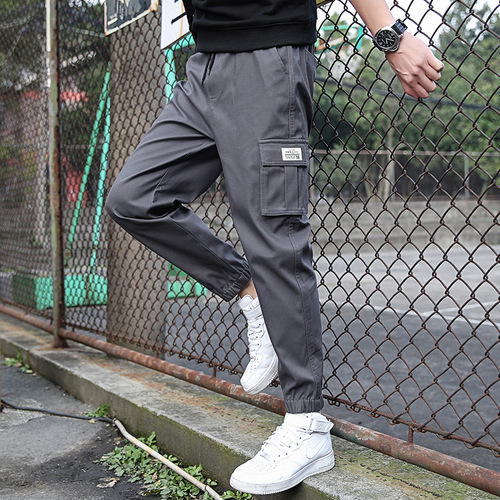 Men's Pants Spring and Autumn Trend Men's Clothing Thin Plain Ankle Pants Streetwear Work Pants Men's Casual Sports Nine-Foot Pants