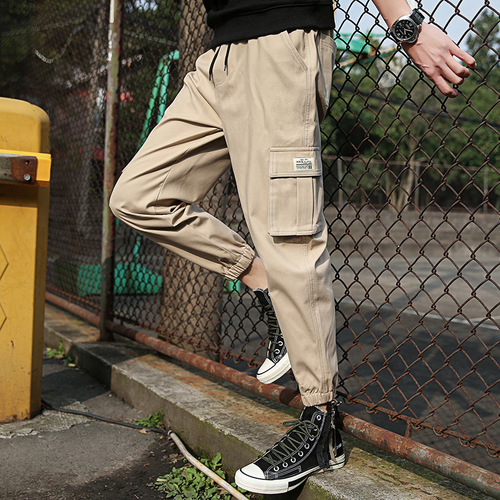 Men's Pants Spring and Autumn Trend Men's Clothing Thin Plain Ankle Pants Streetwear Work Pants Men's Casual Sports Nine-Foot Pants