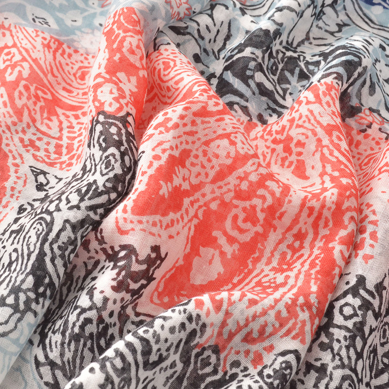 Primavera y verano bufanda delgada Comercio exterior tótem exótico retro étnico algodón y lino sensación bufanda vacaciones protector solar chal bufanda