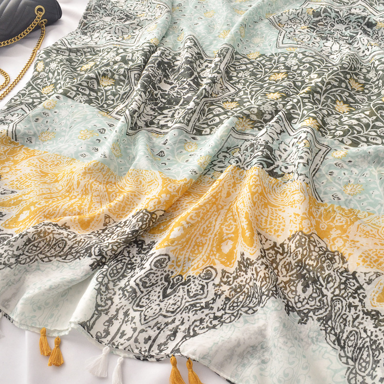 Nuevo turco exótico impreso bufanda Comercio exterior Exportación fina de algodón y lino sensación bufanda vacaciones Toalla de playa