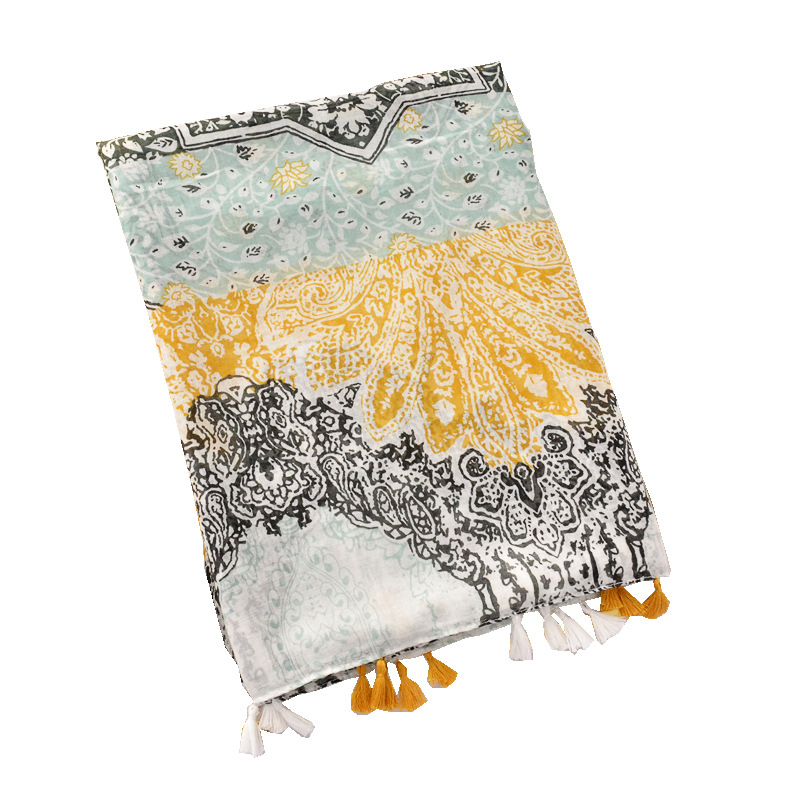 Nuevo turco exótico impreso bufanda Comercio exterior Exportación fina de algodón y lino sensación bufanda vacaciones Toalla de playa