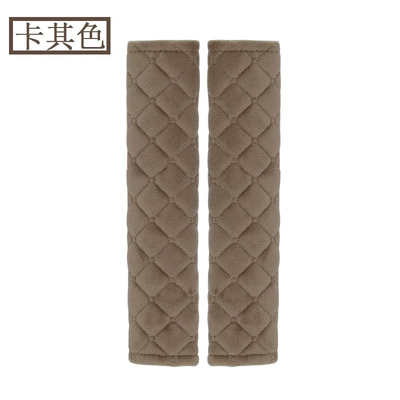 Seat belt shoulder pad, Plush Car Shoulder Pads - f-khaki-single-opp