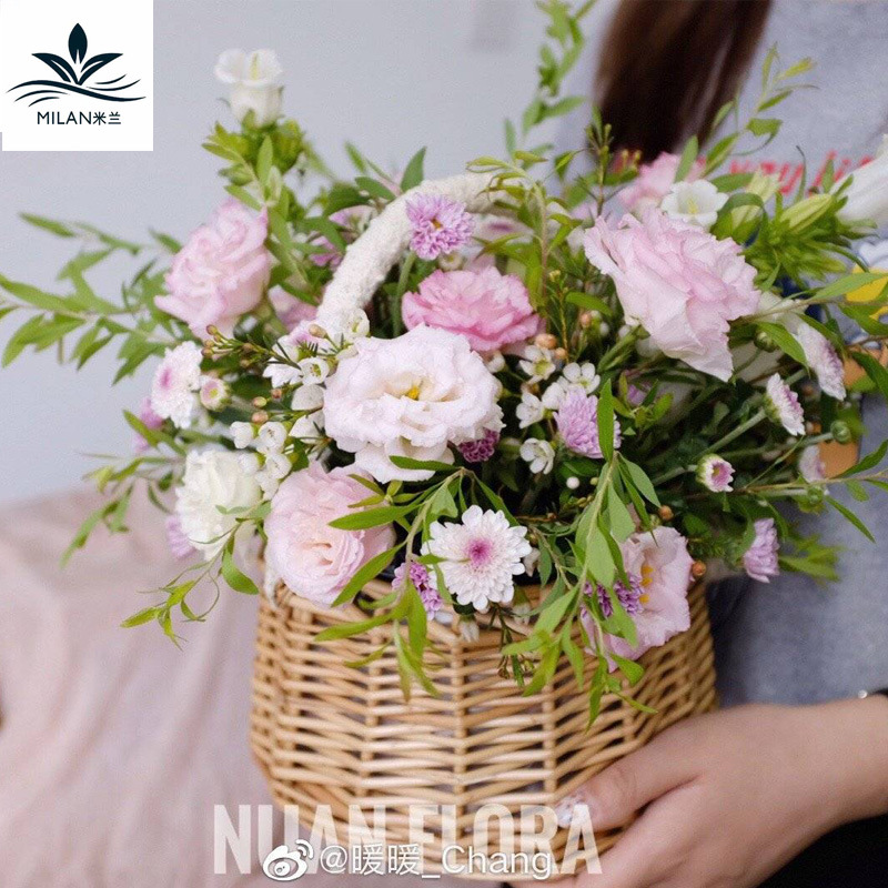 Fábrica directa estilo pastoral ratán cesta de flores de mano cesta de almacenamiento arreglo de flores de encaje cesta de sauce tejida