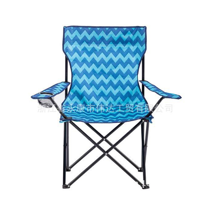 Suministro directo de fábrica sillón de tubo de hierro para adultos Impresión de mosaico de rayas de color creativo silla plegable Impresión de transferencia térmica Silla de camping de flores