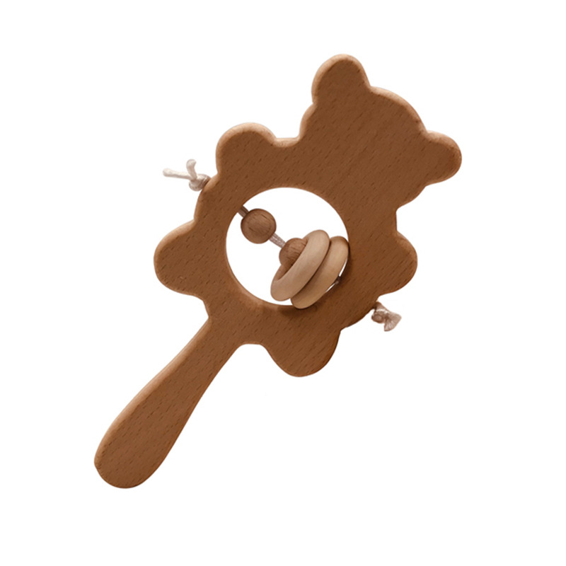 D433 sonajero de oso polar (Anillo de madera de Cuentas pequeñas)