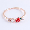 Small sophisticated zirconium, ring, strawberry, jewelry, South Korea