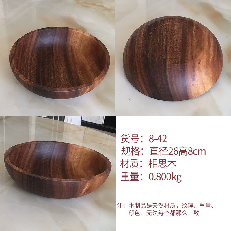 Madera entera directa de la fábrica cavando el lavabo de madera extra grande redondo cuenco de madera creativo madera del Acacia que mezcla el lavabo madera sólida en existencia