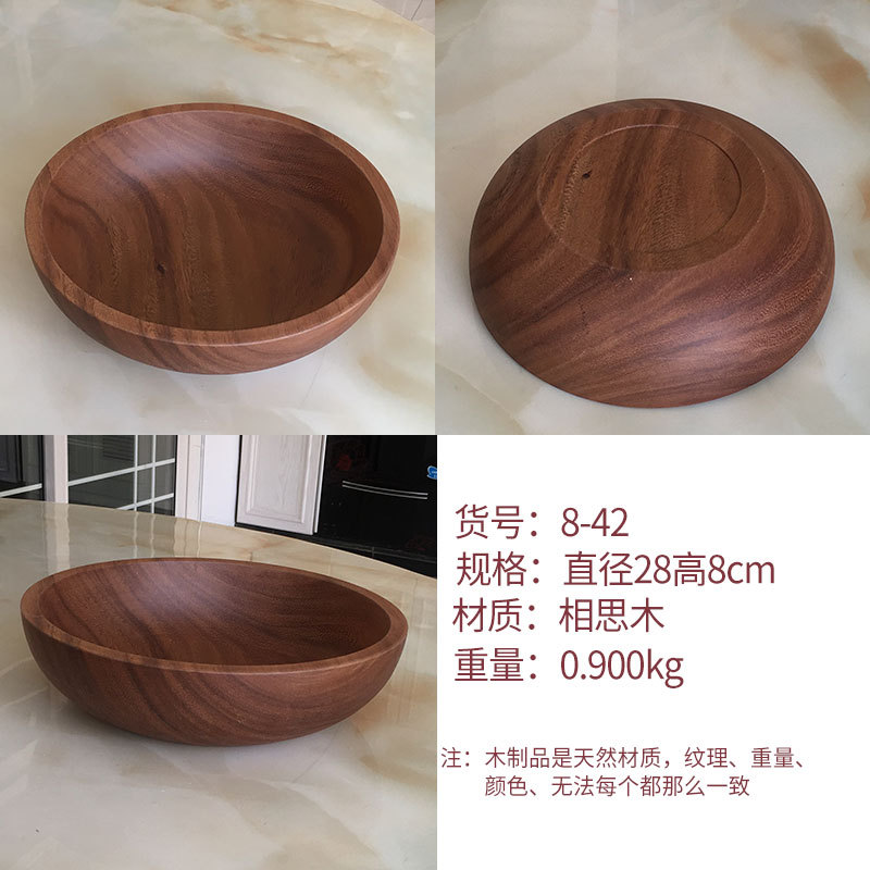 Madera entera directa de la fábrica cavando el lavabo de madera extra grande redondo cuenco de madera creativo madera del Acacia que mezcla el lavabo madera sólida en existencia