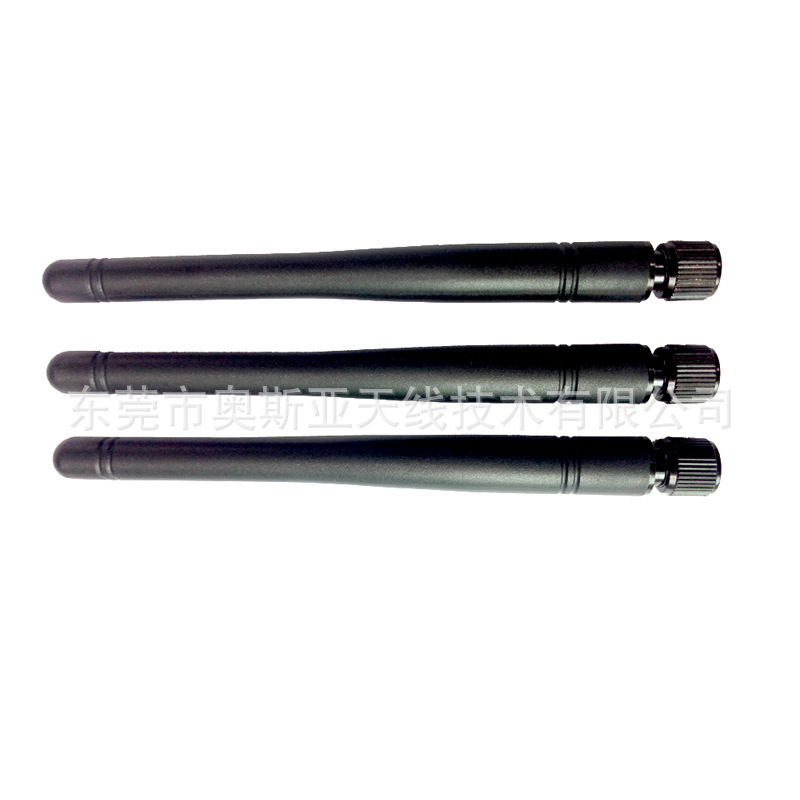 2.4G外置天线直杆不带折叠SMA公头黑色WIFI天线BT胶棒塑胶套