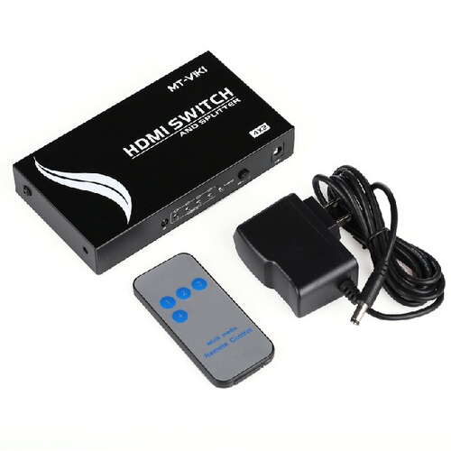 Mstar Multi-Stream HDMI 2-in-4-out Switch/Distributor with 3D Support and Remote Control, MT-HD2-4