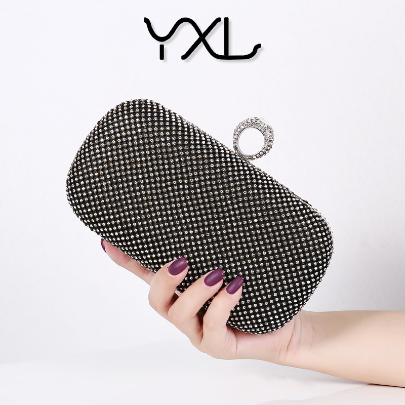 Fábrica transfronteriza Amazon anillo de diamantes bolso de noche de las mujeres embrague brillante bolso de banquete al por mayor