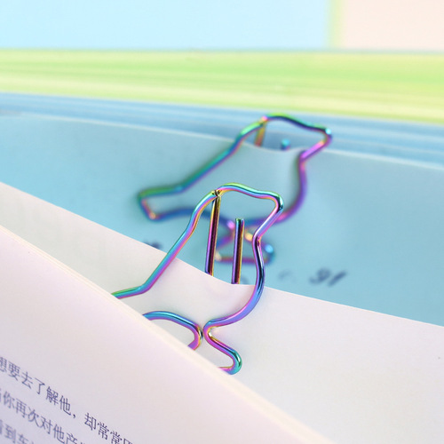 Outu colorful paper clips creative shape dolphin style electroplating cute paper clips office stationery bookmarks manufacturer