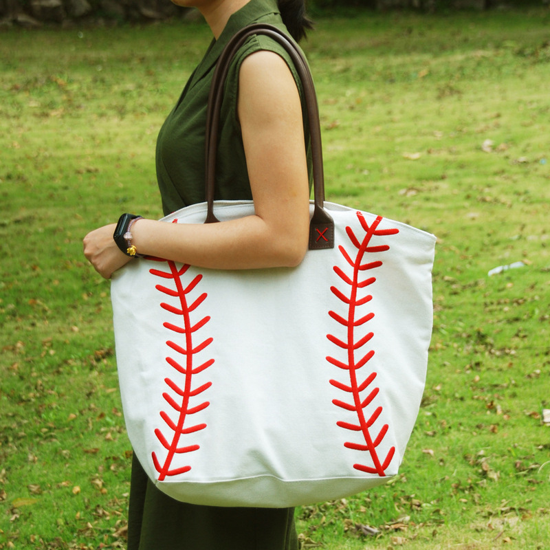Large Capacity Canvas Women's Bag Cross-border Embroidered Baseball Bag Shopping Bag Weekend Travel Portable Shoulder Bag Student Bag Large Capacity Canvas Women's Bag Cross-border Embroidered Baseball Bag Shopping Bag Weekend Travel Portable Shoulder Bag Student Bag