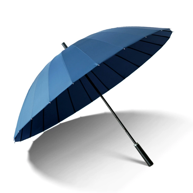 24 Bone straight pole umbrella resistance wind and wind, increase the long -handle umbrella double -man -bending business men and women's anti -strict rainstorm, wholesale