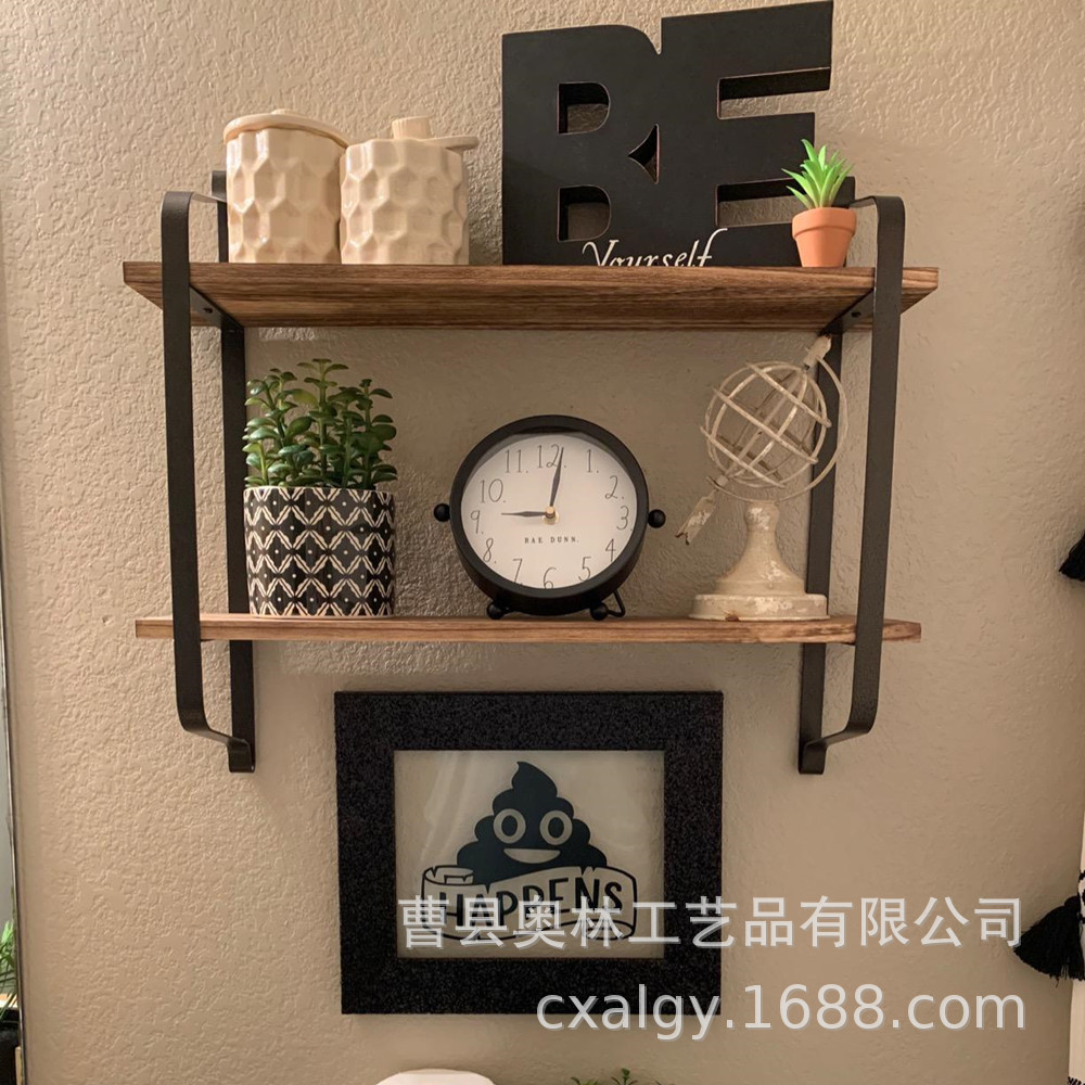 Amazon hierro cocina estante de pared de madera maciza estante de hierro soporte de fábrica un gran número de en stock