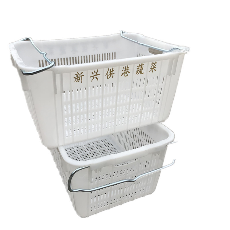 厂家现货浙江杭州白色水果箩 带铁耳的塑料菜箩 周转箩筐