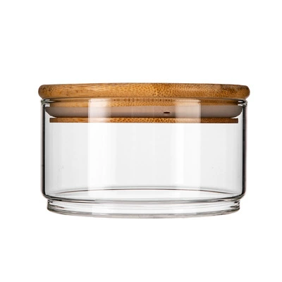 Borosilicate Glass Storage Bowl with Bamboo Lid, Transparent, Stackable 10–11 cm