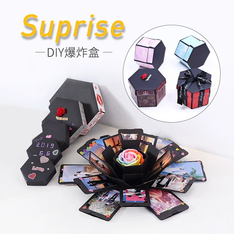 Сюрприз Hexagon Explosion Box DIY Фотоальбом ручной работы Интернет-знаменитости Креативная фотокоробка Подарочная коробка на день рождения
