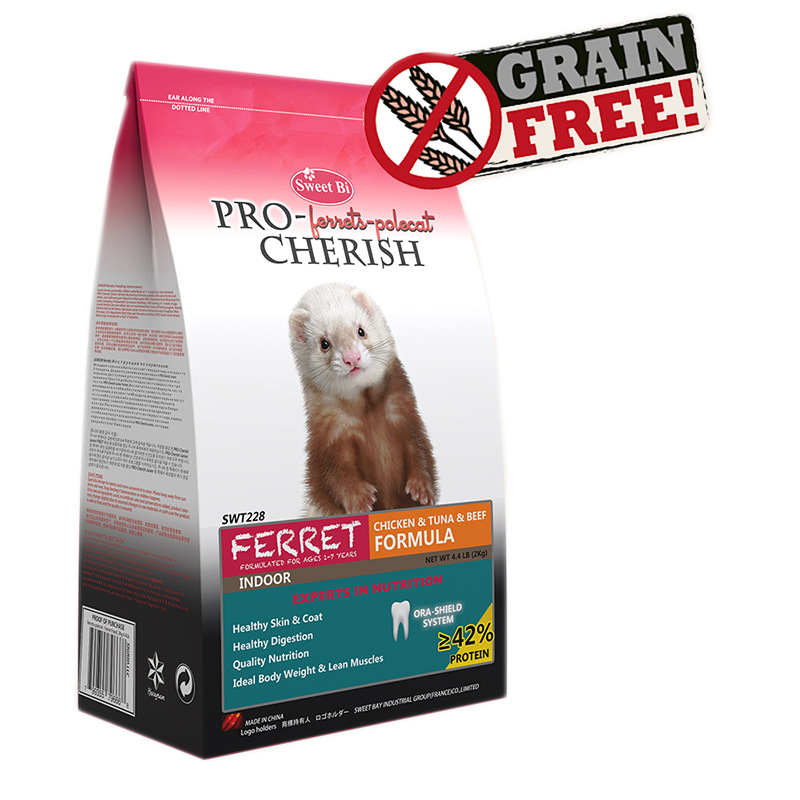 Factory Direct supply green sweet pet ferret food salmon poultry full age 2KG staple food Angkor Luma Cher