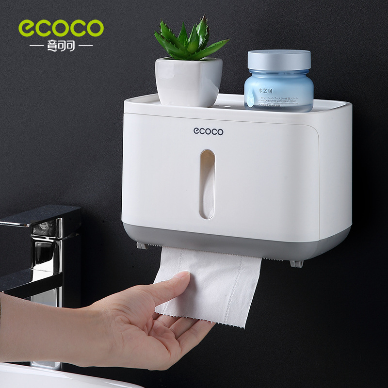 Titular caja de pañuelos de papel higiénico montada en la pared sin punzonado multifuncional estante de almacenamiento de papel higiénico rollo de papel titular