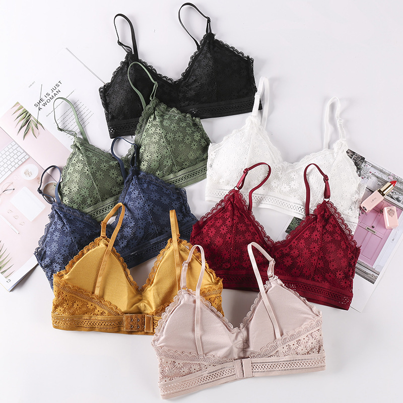 Top de encaje estilo francés, lencería, nuevo producto 2025, sexy, agradable para la piel, cómodo, transpirable, sujetador push-up para chicas jóvenes, venta al por mayor.