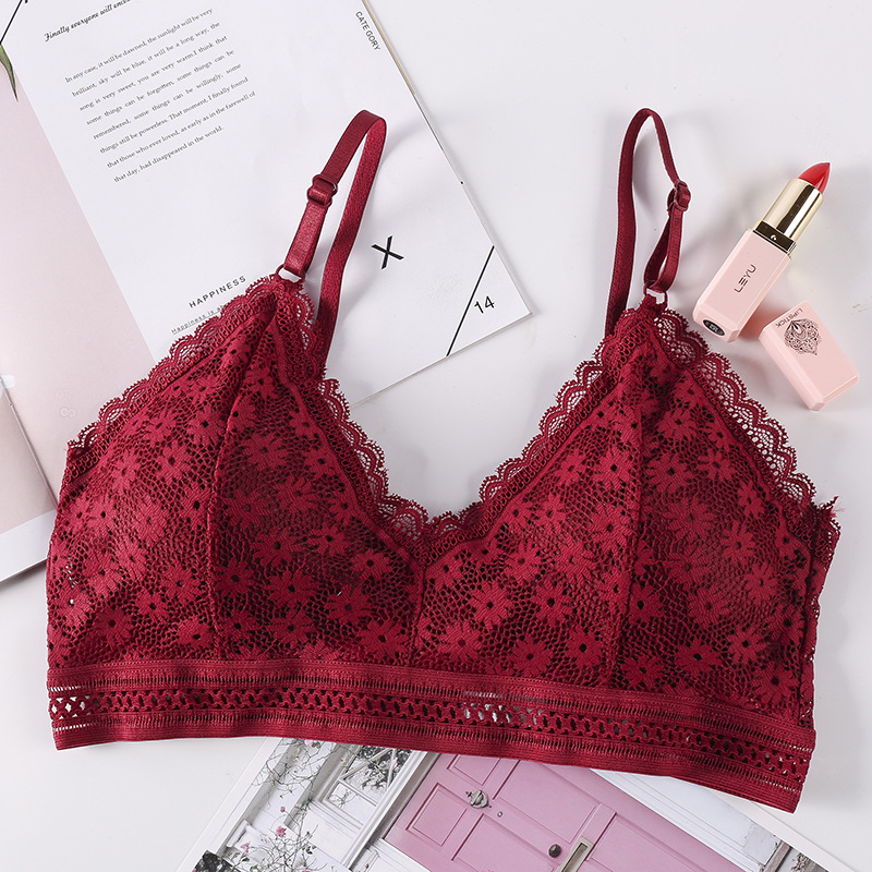 Top de encaje estilo francés, lencería, nuevo producto 2025, sexy, agradable para la piel, cómodo, transpirable, sujetador push-up para chicas jóvenes, venta al por mayor.