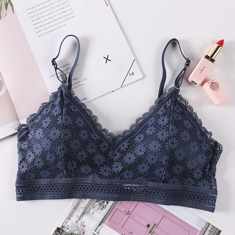 Top de encaje estilo francés, lencería, nuevo producto 2025, sexy, agradable para la piel, cómodo, transpirable, sujetador push-up para chicas jóvenes, venta al por mayor.