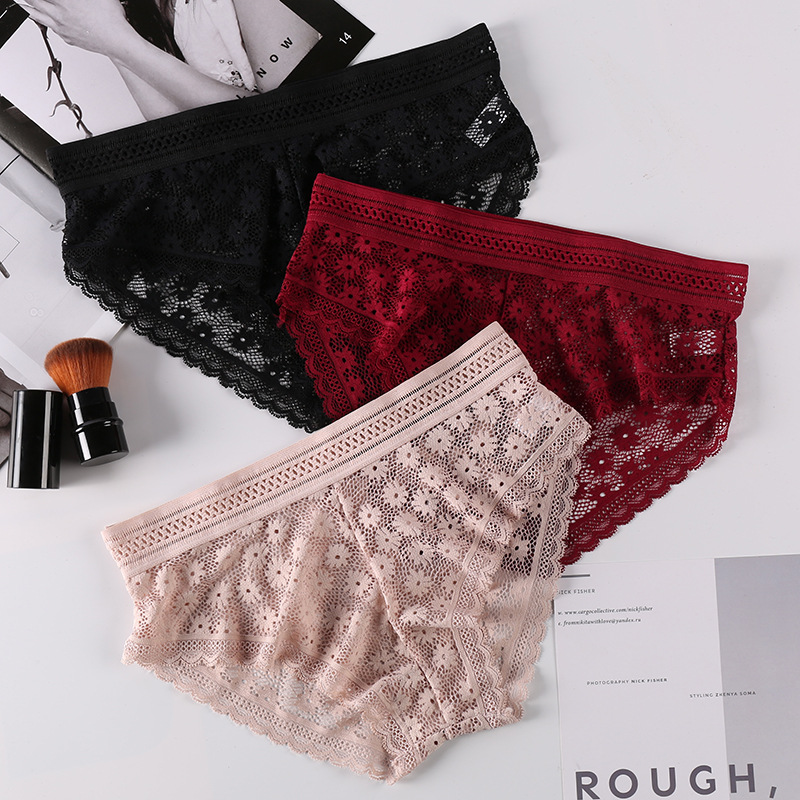 Puesto de suministro de ropa interior de encaje sexy para mujer nuevo ligero cómodo elástico para la piel calzoncillos de ropa interior de mujer