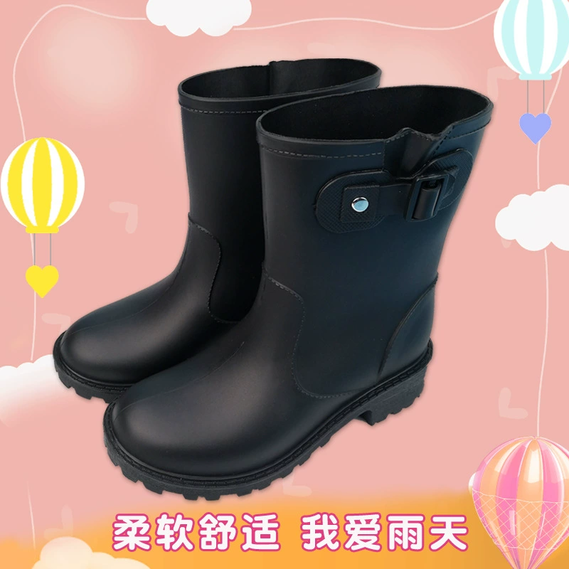 Детские дождевые сапоги для девочек водная обувь для детского сада начальная школа на открытом воздухе дождевые сапоги водонепроницаемые нескользящие сплошные сапоги с бантами пуговицы дождевой сапоги оптом