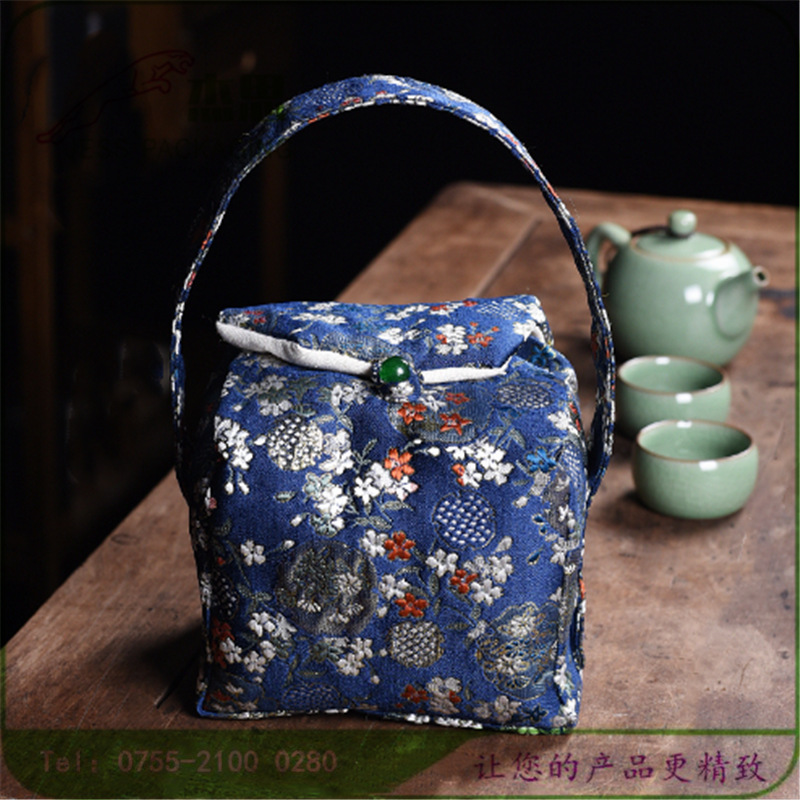 设计新款茶壶茶杯收纳包加厚银壶银碗保护套外出便携茶具手提包