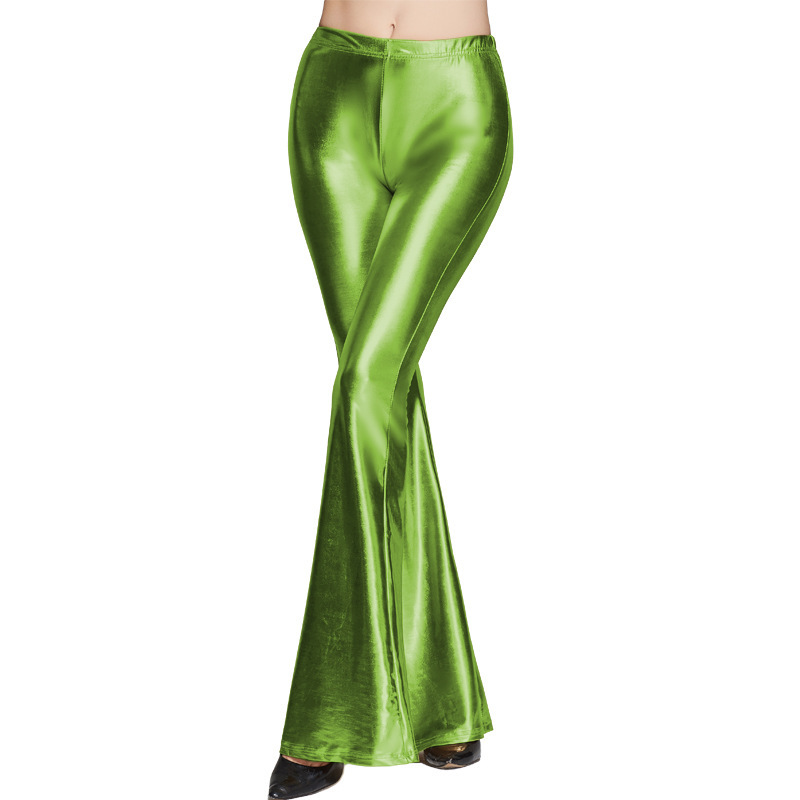 Meilaoshi tiro real Amazon Venta caliente pu leggings de las mujeres moda europea y americana apretados pantalones de cuero brillante pantalones acampanados
