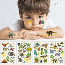 儿童动物恐龙烫金纹身贴独角兽美人鱼镭射纹身贴环保彩色彩虹贴纸