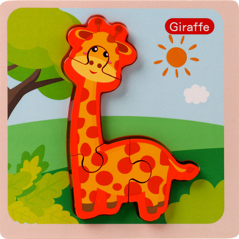 Animal rompecabezas tridimensional rompecabezas infantil bebé de mano a juego de Madera Juguetes Educativos de educación temprana 1-2-3-4 años
