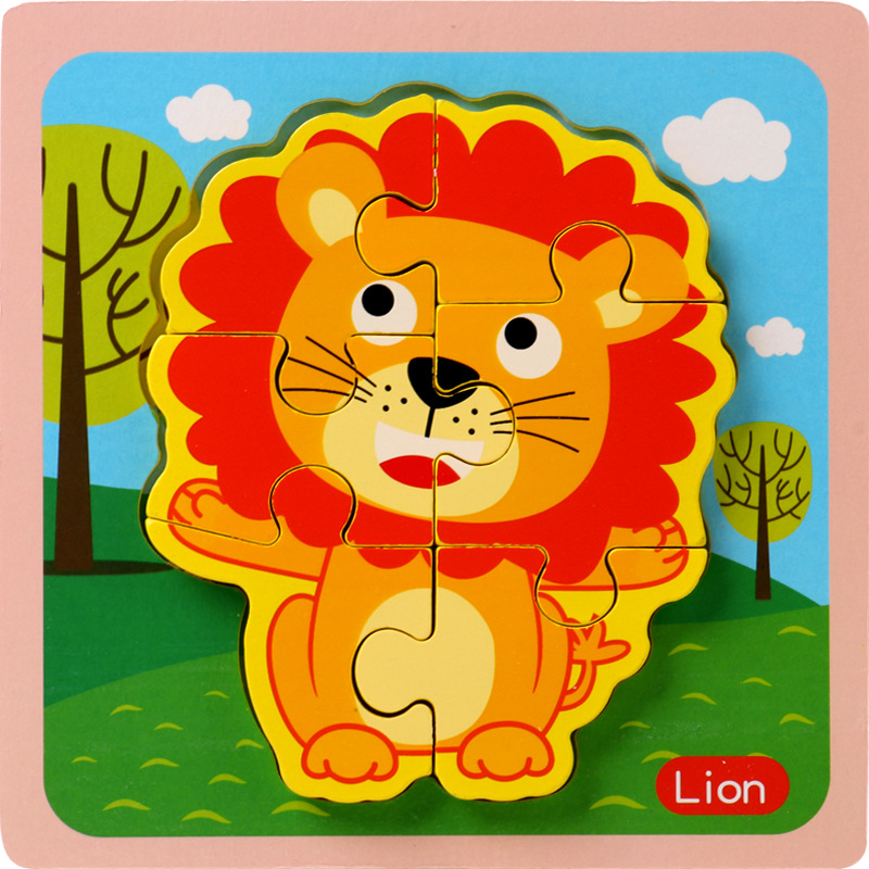 Animal rompecabezas tridimensional rompecabezas infantil bebé de mano a juego de Madera Juguetes Educativos de educación temprana 1-2-3-4 años