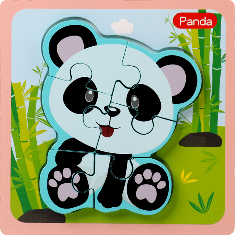 Animal rompecabezas tridimensional rompecabezas infantil bebé de mano a juego de Madera Juguetes Educativos de educación temprana 1-2-3-4 años