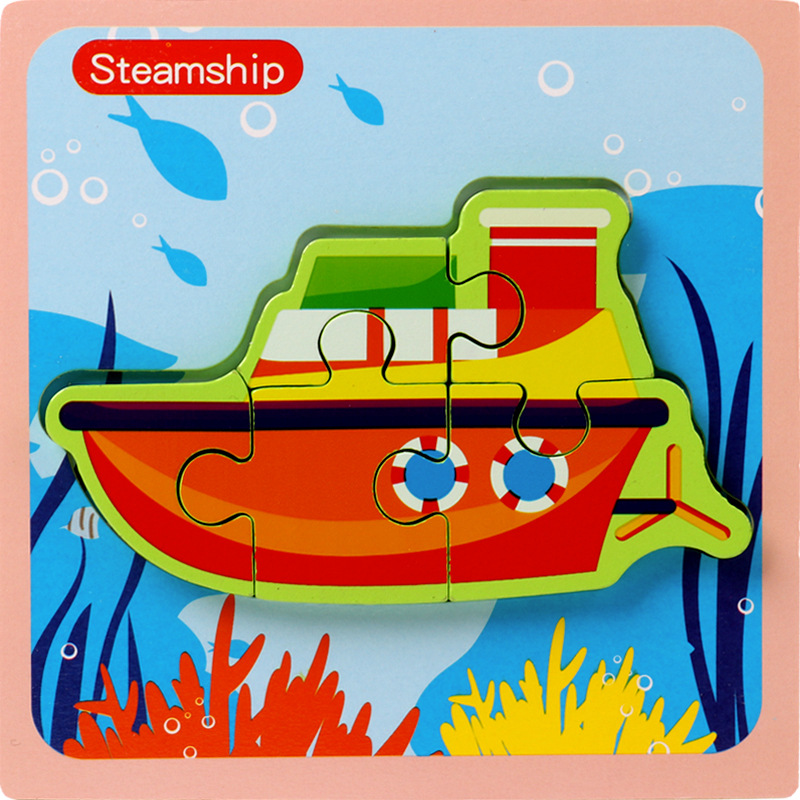 Animal rompecabezas tridimensional rompecabezas infantil bebé de mano a juego de Madera Juguetes Educativos de educación temprana 1-2-3-4 años