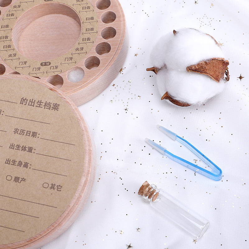 Pezón de haya para niños Memorial caja niña niño dientes mirando hacia arriba en el cielo estrellado Colección Caja dientes del bebé cambiando creativo