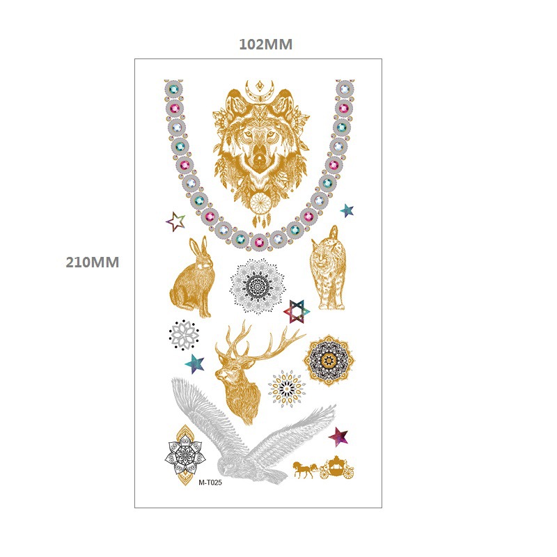 Bronceado tatuaje pegatinas agua transferencia MT metal impermeable tatuaje pegatinas fiesta Amazon estilo europeo y americano tatuaje