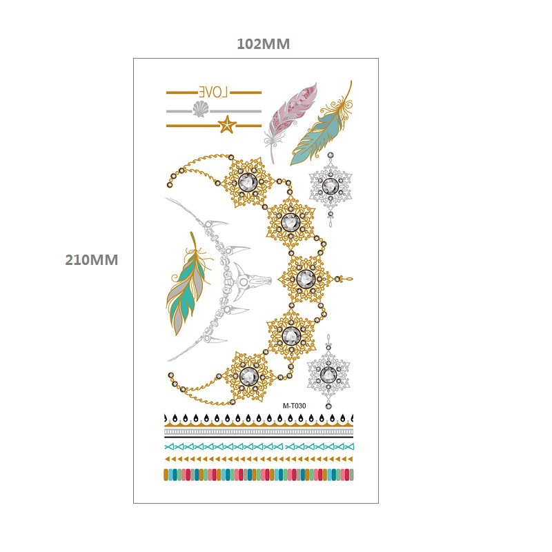 Bronceado tatuaje pegatinas agua transferencia MT metal impermeable tatuaje pegatinas fiesta Amazon estilo europeo y americano tatuaje