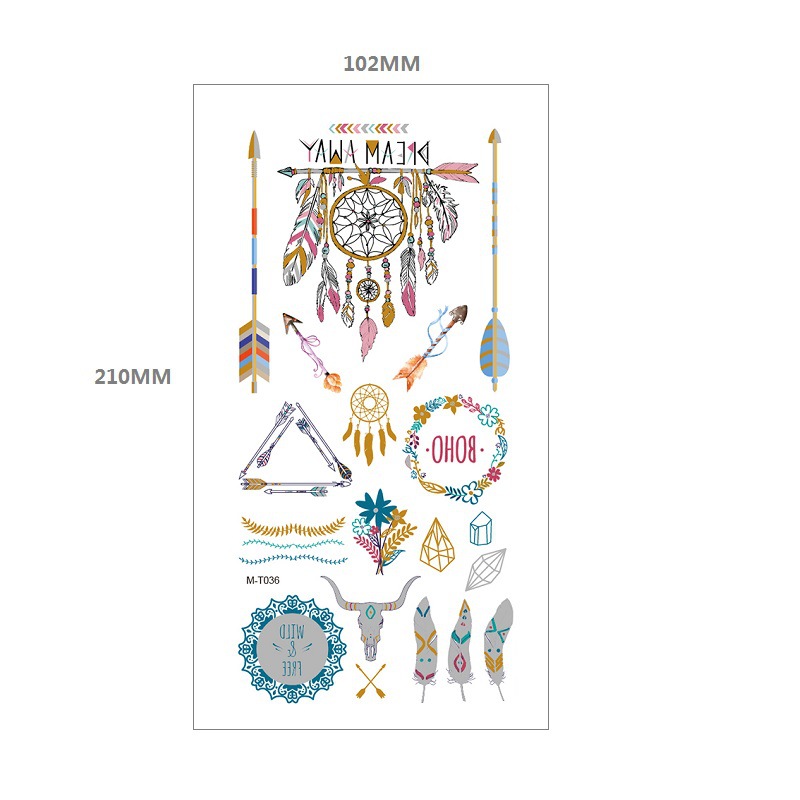 Bronceado tatuaje pegatinas agua transferencia MT metal impermeable tatuaje pegatinas fiesta Amazon estilo europeo y americano tatuaje