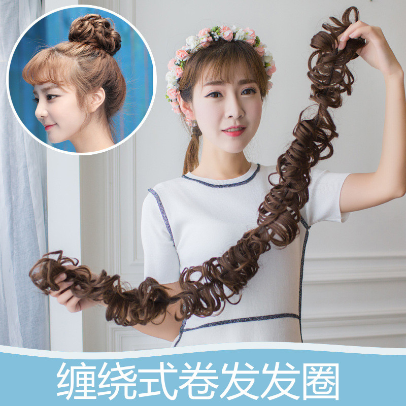 Postizo de cabello, banda para el cabello de 1 metro de largo, moldeador de moños cortos recortable, moño para el cabello, lazo para el cabello, herramienta de peinado.