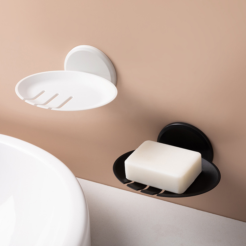 Caja de jabón de disco con estante de drenaje - Diseño simple, montado en pared sin perforar, para baño y cocina image 4