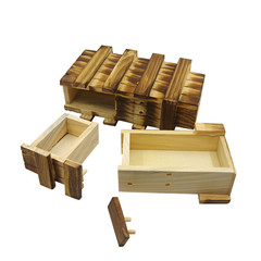 Wooden mysterious wooden magic box, can't open mechanism, double and triple opening box, wooden Luban lock hidden mystery box