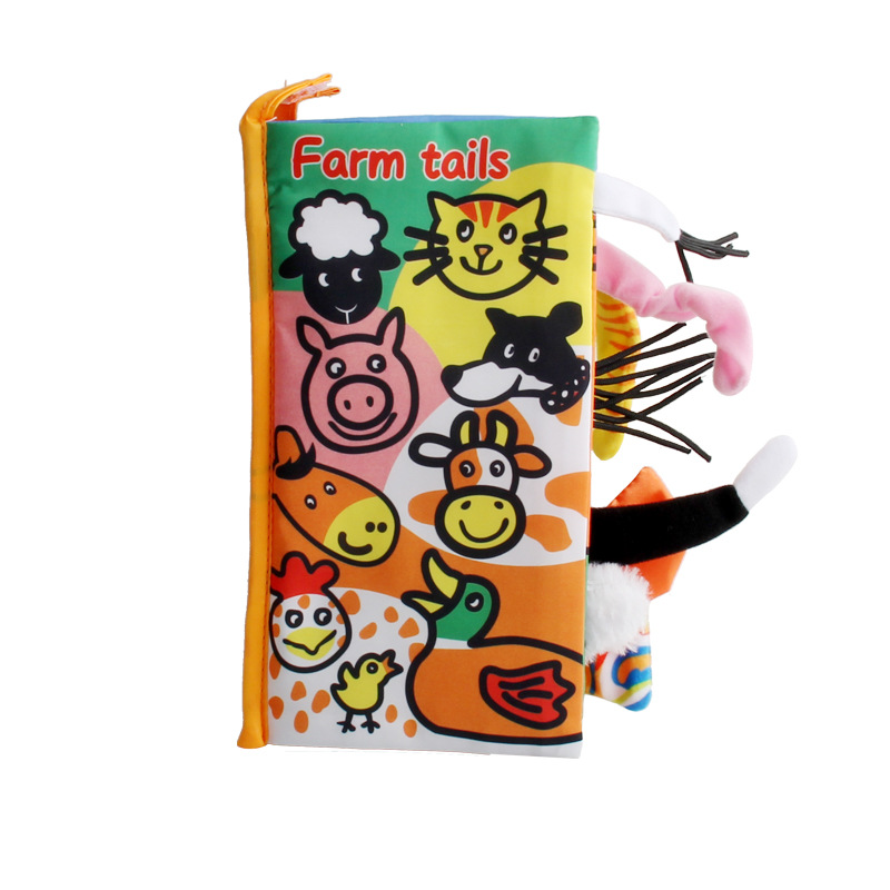 Educación temprana de los niños cola animal educativo papel de llamada bebé libro de tela Selva Marina granja variedad de animales exportación opcional