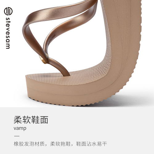 6cm wedge flip-flops for women summer new casual fashion thick-soled sandals and slippers rivet beach slippers wholesale