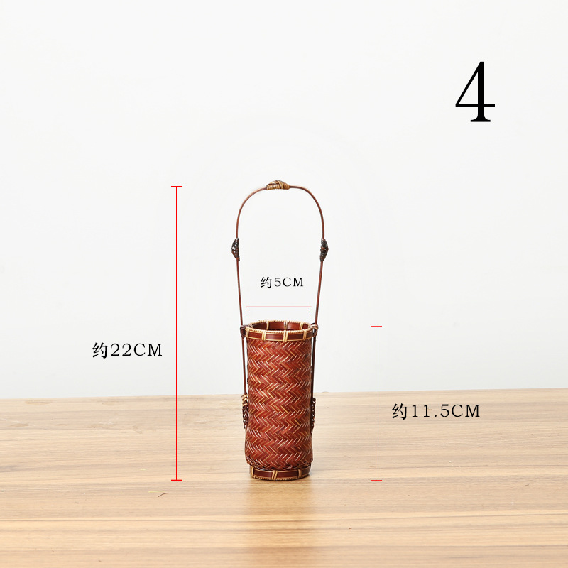 Cesta de flores de mano de bambú cesta de flores secas cesta de almacenamiento tejida artesanal ratán sala de estar decoración flor fábrica al por mayor